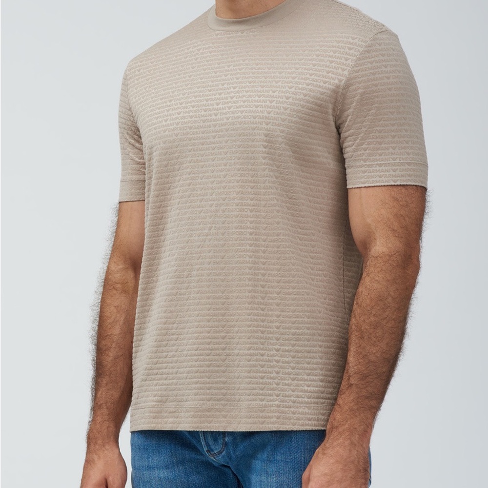 Emporio Armani Men's Taupe Textured Tee